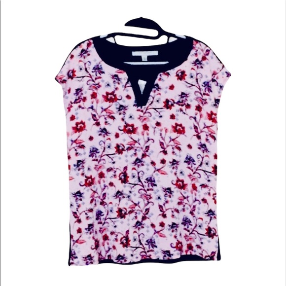NWT Andrew Marc: Medium Floral Pink & Blue Blouse - Picture 1 of 2
